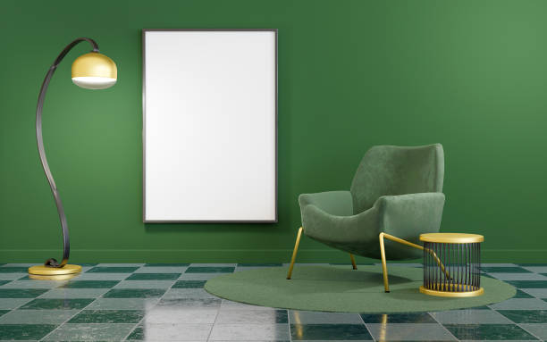 istock green and gold minimalist interior with frame mock up 1310875730