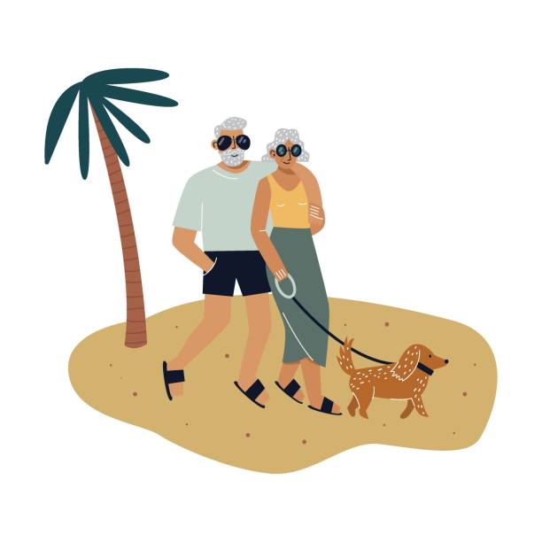 322 Older Couple With Dog Illustrations & Clip Art - iStock | Older couple  with dog summer, Older couple with dog spring