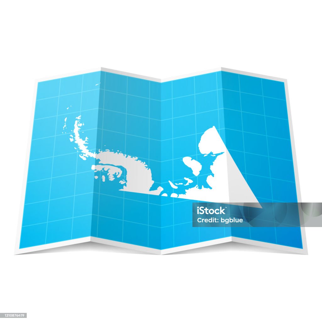 British Antarctic Territory Map Folded Isolated On White Background