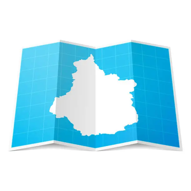 Vector illustration of Centre-Val de Loire map folded, isolated on white background