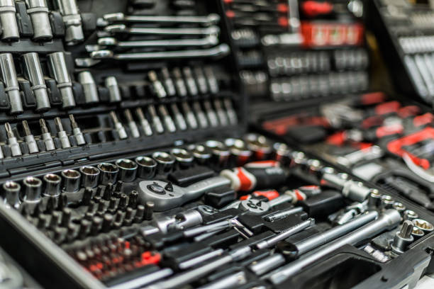 istock Toolkits put up for sale in a hardware store 1310877062