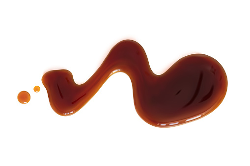 Teriyaki sauce realistic 3d vector illustration isolated on white background. Portion of sauce. Close-up seasoning and dip soy sauce