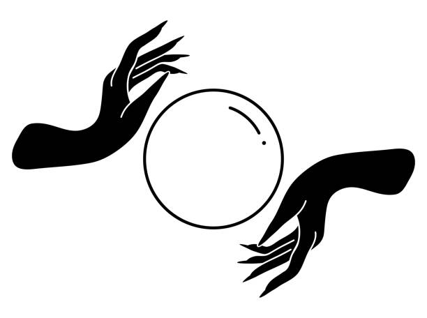 istock Witch hand silhouette with crystal ball. Set of elegant female hands in a minimal flat style. Logos for cosmetics, jewelry, beauty products, spa, manicure. 1310884588
