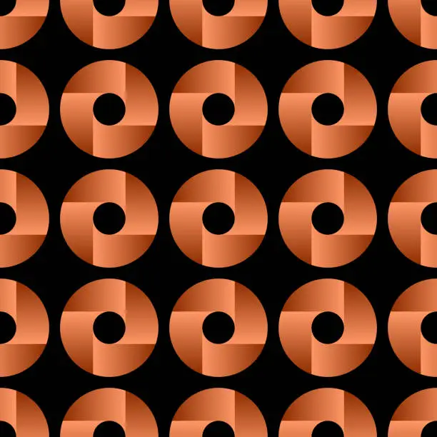 Vector illustration of Coral colored circular shapes with four segments