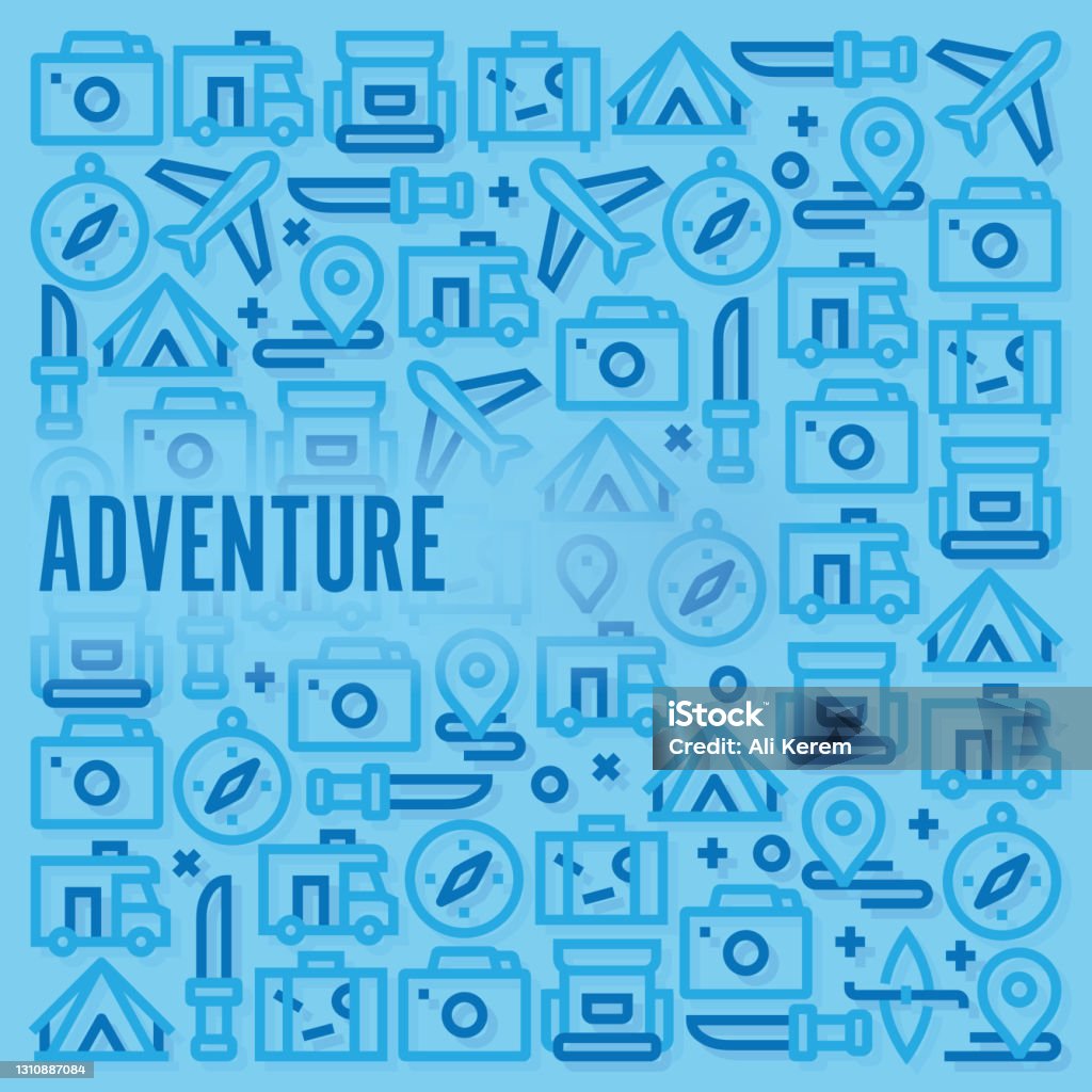Adventure Pattern Stock Illustration - Download Image Now - Camper ...