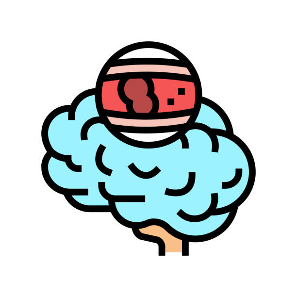 stroke brain problem color icon vector illustration stroke brain problem color icon vector. stroke brain problem sign. isolated symbol illustration salivary gland surgery stock illustrations