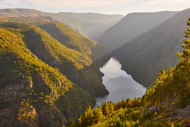 Photo of Ribeira sacra landscape and river Sil banks. Galicia, Spain
