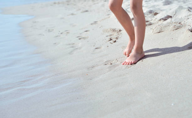 istock Child feet on sand. Summer time concept. 1310891044