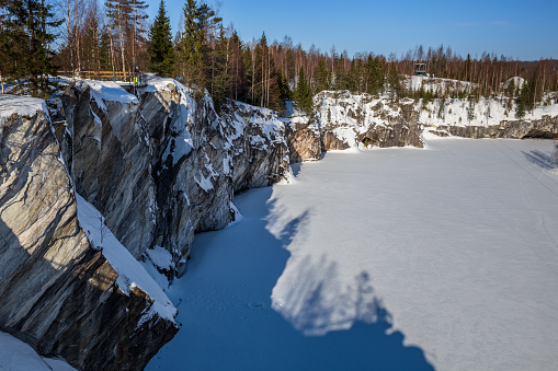 Old marble quarry in Karelia, Ruskeala mountain park, Russia