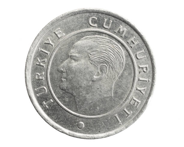 istock Turkey twenty five kurus coin on a white isolated background 1310891645