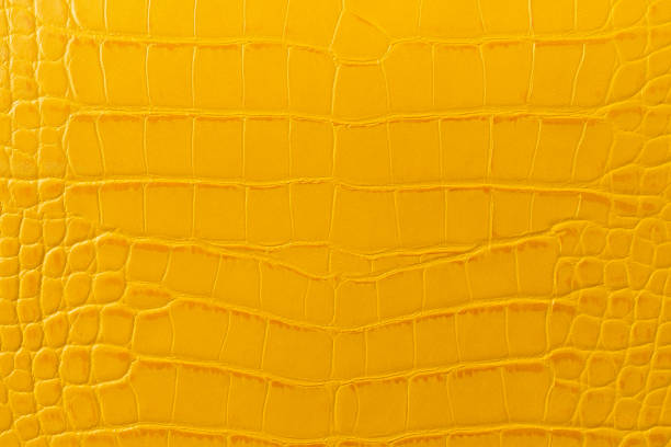 istock Yellow snakeskin leather background. Fashionable texture 1310891772