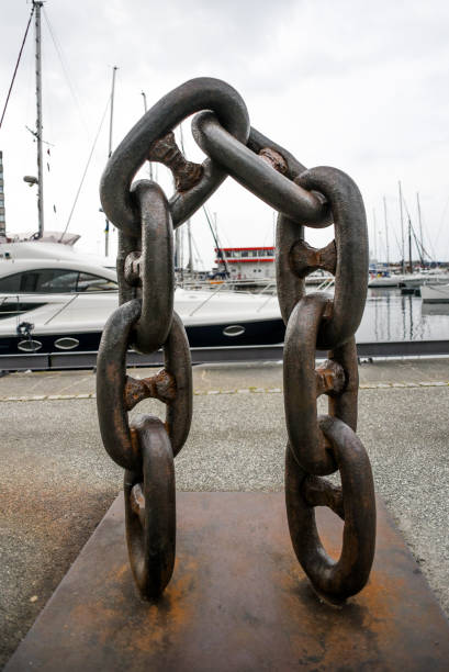 Bronze chain monument at the marina in Stavanger, Norway