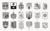 istock Historical coats of arms of German cities, woodcuts, published 1893 1310893945