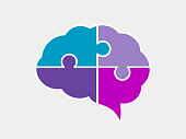 istock Brain puzzle icon. Colorful neurodiversity concept. Human mind complexity. 1310894409