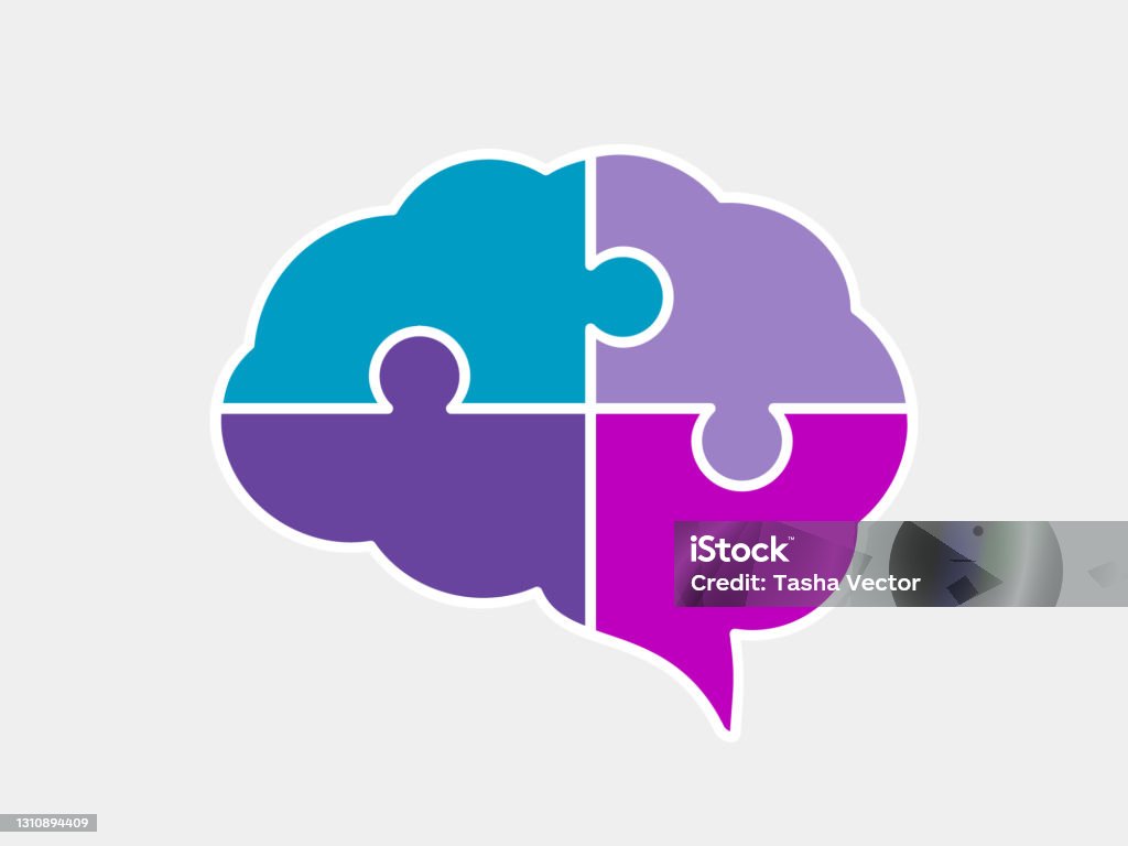 Brain puzzle icon. Colorful neurodiversity concept. Human mind complexity. Creativity and brainstorming. Emotional intelligence. Mental health balance. Jigsaw pieces. Vector illustration, clip art Icon Symbol stock vector Brain puzzle icon. Colorful neurodiversity concept. Human mind complexity. Creativity and brainstorming. Emotional intelligence. Mental health balance. Jigsaw pieces. Vector illustration, clip art Icon Symbol stock vector