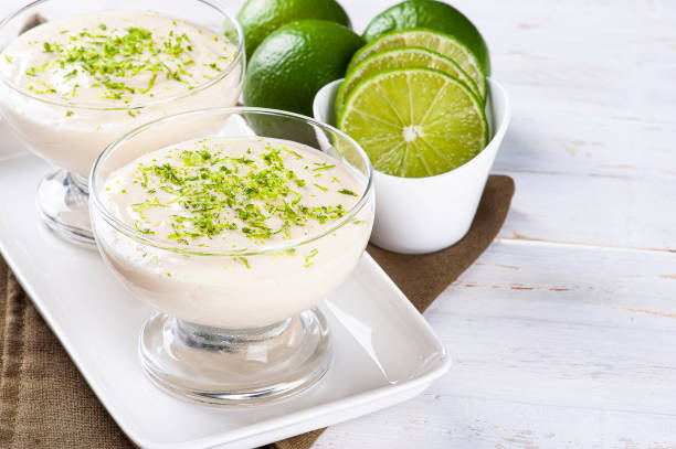 istock Delicious lemon mousse. Refreshing and tasty dessert - Lime mousse 1310894528