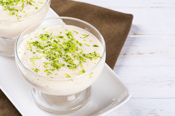 istock Delicious lemon mousse. Refreshing and tasty dessert - Lime mousse 1310894723