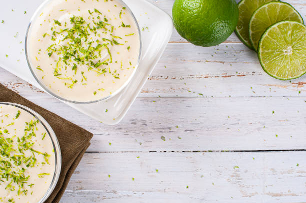 istock Delicious lemon mousse. Refreshing and tasty dessert - Lime mousse 1310896096