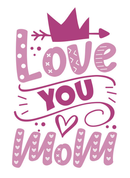 Love You Mom - happy greeting with crown for Mother's Day. Love You Mom - happy greeting with crown for Mother's Day.
Good for baby clothes, greeting card, poster, and other gifts design. i love you mom stock illustrations