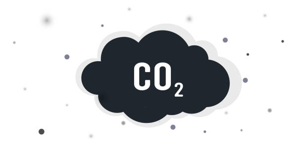 ilustraciones, imágenes clip art, dibujos animados e iconos de stock de ilustración de icono simple en la nube de co2 - c02