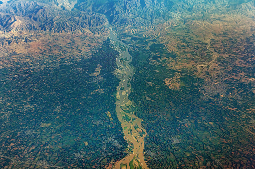 Aerial view from the air to the Swat Valley, Pakistan,Central Asia
