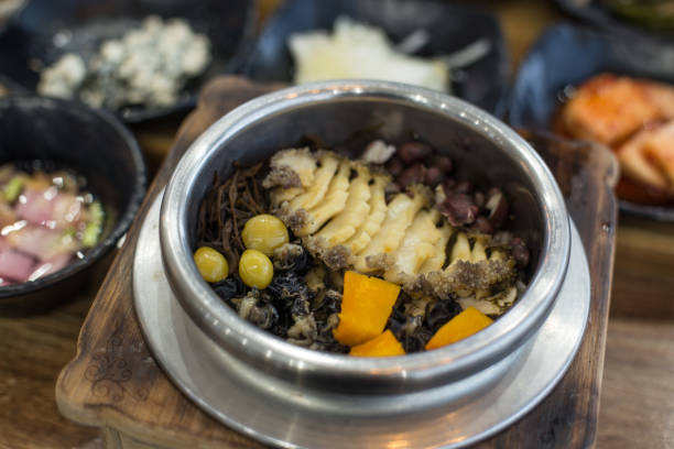 Korean style stone pot rice dish, abalone dolsot bap
