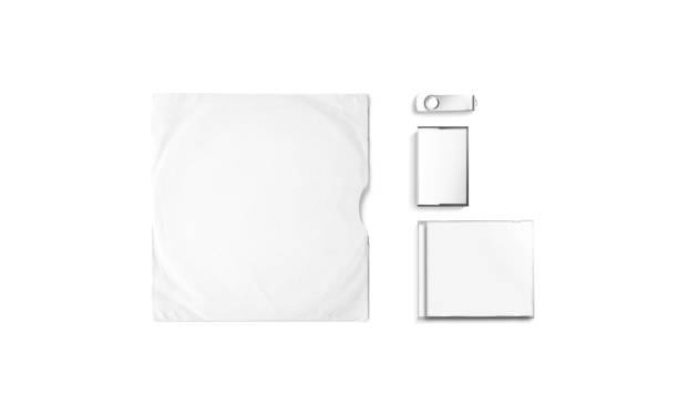 istock Blank white vinyl, cd, dvd and usb cover mockup set 1310905052