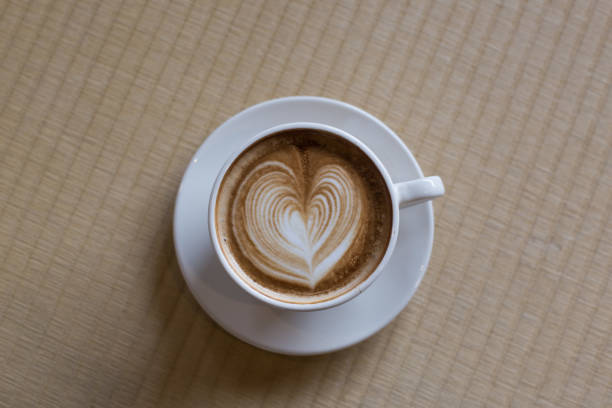 istock Cappuccino or latte coffee with heart shape in cafe. 1310905058