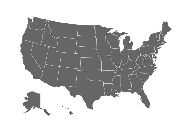 ilustrações de stock, clip art, desenhos animados e ícones de grey map of united states of america on white background. vector illustration eps 10 - arizona map outline silhouette