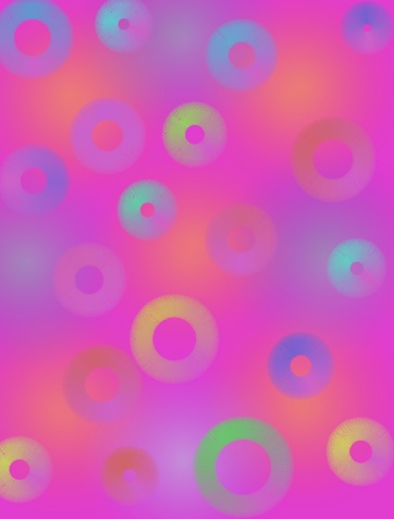 Illustration of vibrant colored circles against the gradient background.