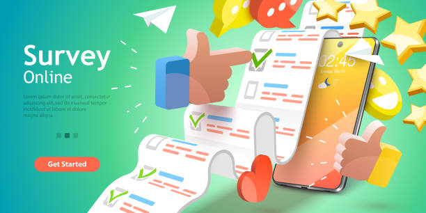 istock 3D Vector Conceptual Illustration of Online Survey, Customer Rating and Feedback 1310908125