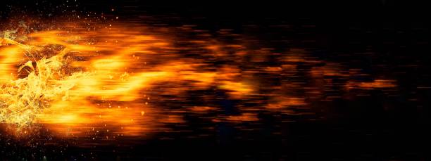 fond abstrait des flammes br�ûlantes - fireball orange flame burnt photos et images de collection