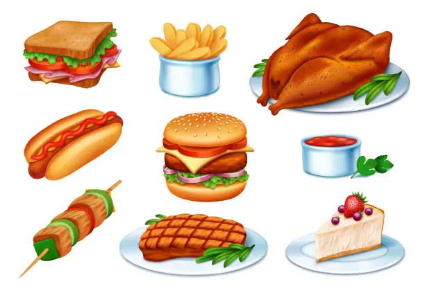 Vector illustration of Fast Food Realistic Vector