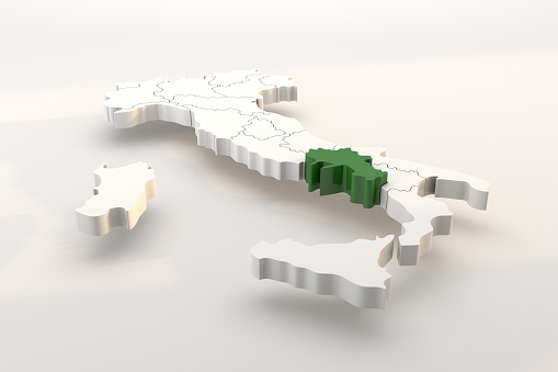 Italia mapea una representación 3d aislada con las regiones italianas de Campania photo