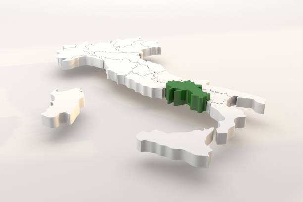 Italy map a 3d render isolated with Campania italian regions