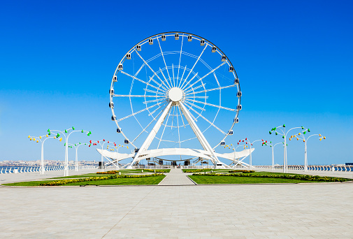 Baku Ferris Wheel also known as the Baku Eye is a Ferris wheel on Baku Boulevard in the Seaside National Park of Baku, Azerbaijan