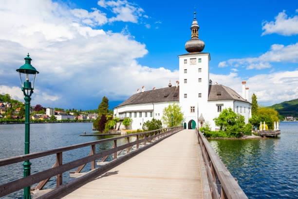 Gmunden Schloss Ort or Schloss Orth in the Traunsee lake in Gmunden city. Schloss Ort is an Austrian castle founded around 1080 year.