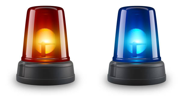 istock Blue and Red siren set on white background 1310915163