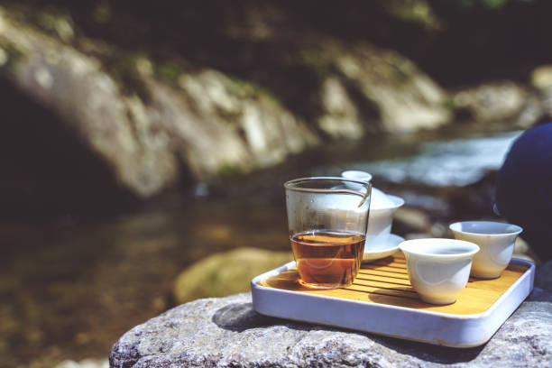 Outdoor picnic tea mountain spring water
