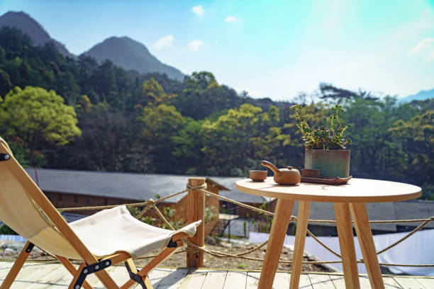 istock Portable table and tea set for outdoor travel 1310920316