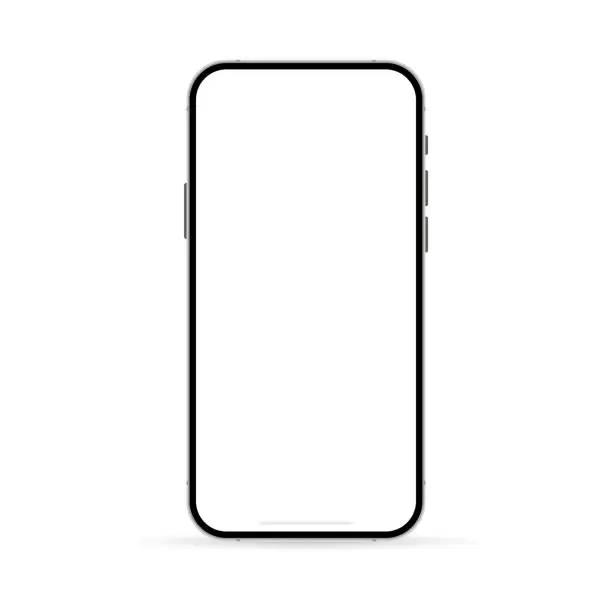 Vector illustration of Realistic smartphone screen mockup. Phone frame with blank display isolated templates. Mobile device concept. Vector EPS 10. Isolated on white background.