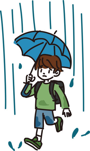 istock Illustration of a child holding an umbrella 1310921999