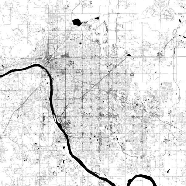 ilustraciones, imágenes clip art, dibujos animados e iconos de stock de mapa vectorial de tulsa, oklahoma usa - oklahoma tulsa map cartography