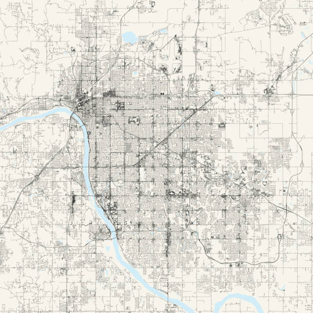 ilustraciones, imágenes clip art, dibujos animados e iconos de stock de mapa vectorial de tulsa, oklahoma usa - oklahoma tulsa map cartography