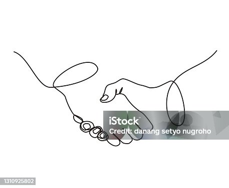 istock continuous line drawing of handshake business agreement. handshake out line illustration. 1310925802