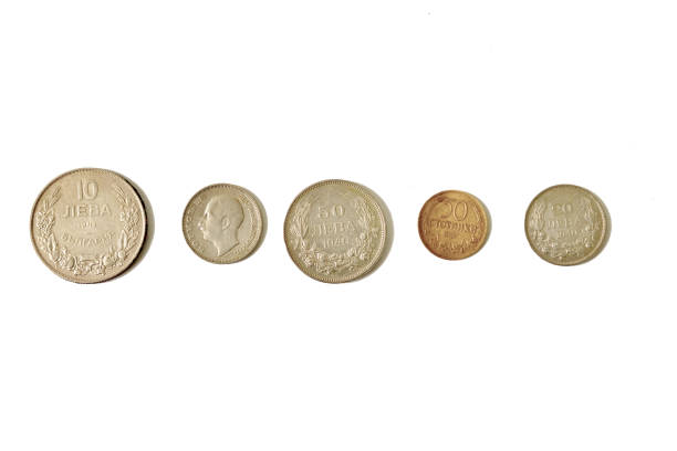 istock Bulgarian money lev close up un white, vintage 1310925810