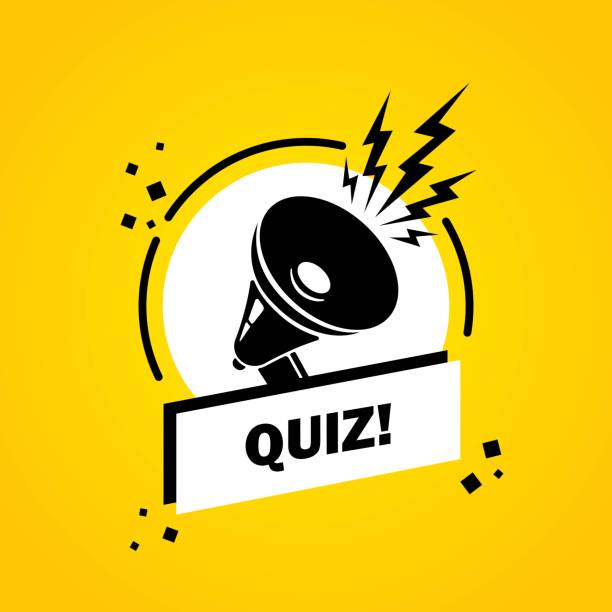 ilustrações de stock, clip art, desenhos animados e ícones de megaphone with quiz speech bubble banner. loudspeaker. label for business, marketing and advertising. vector on isolated background. eps 10 - question mark audio