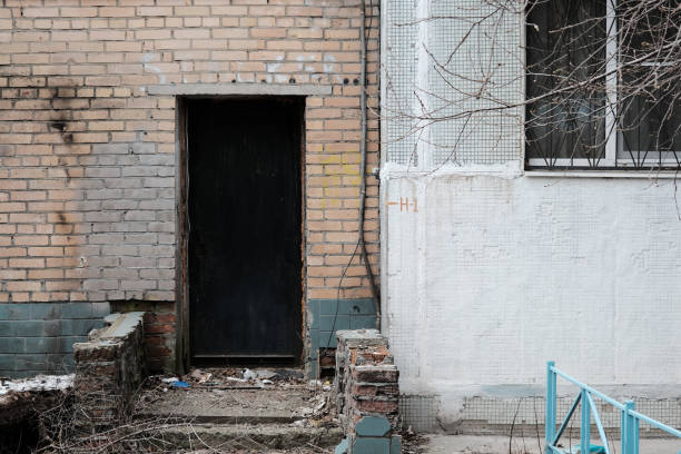 istock Black backdoor in the brick wall 1310933168