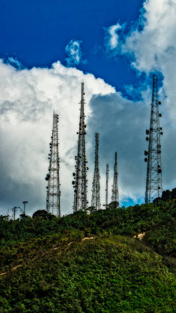istock Set of communication towers and antennas. 1310933197