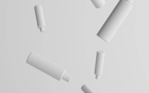 istock 250ml White Plastic Shampoo / Shower Gel / Skin Tonic, Cosmetic Bottle Mockup - Multiple Floating Bottles 1310934302